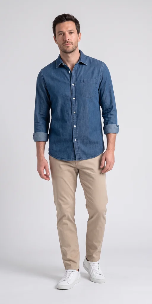 Indigo denim overhemd